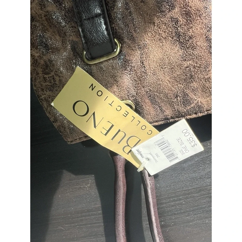 Bueno Collection Distressed Brown Faux‎ Leather Tote Shoulder Bag Handbag NWT